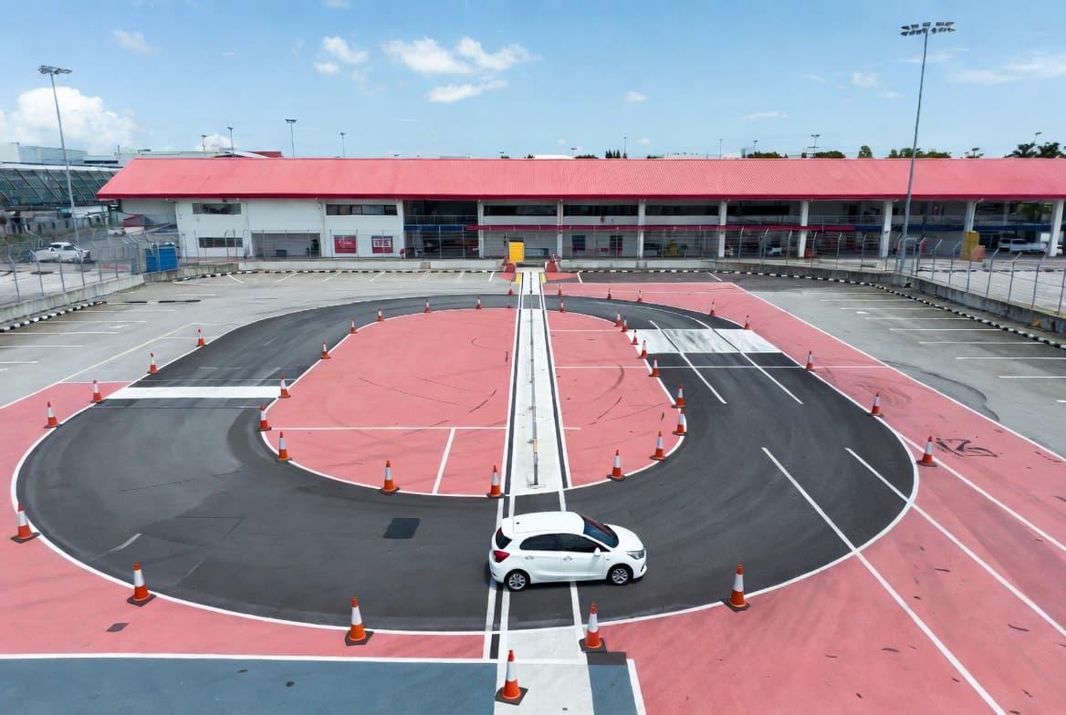 Aerial view of Singapore car driving test circuit