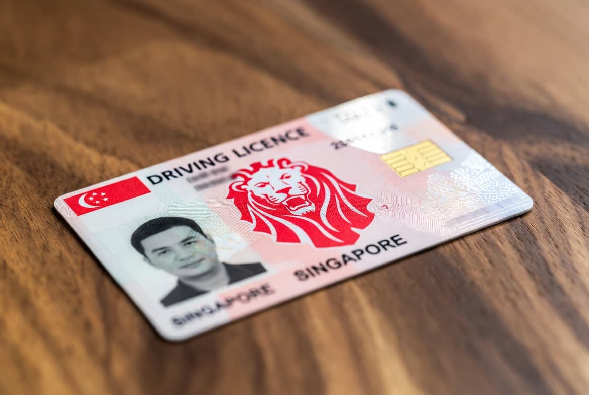 Close-up of a Singapore driving licence card